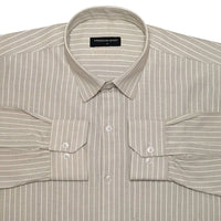Khaki Pinstripe Oxford Shirt For Men