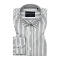 Bold Silver Pinstripe Oxford Shirt For Men